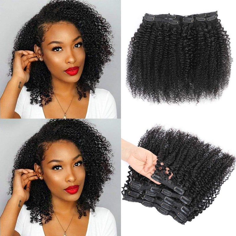 URbeauty Kinky Curly Clip In Hair Extensions for Black Women Human Hair, Urbeauty Curly Hair Extensions Clip in Human Hair for Black Girl, 3c 4a Kinky Curly Hair Clip Ins for Women - Image 1